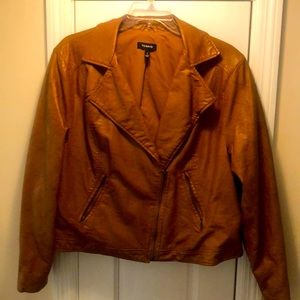 Faux leather crop jacket